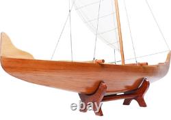 Maquette en bois de canoë à balancier hawaïen 25 Waikiki bateau à voile traditionnel neuf