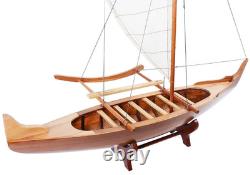 Maquette en bois de canoë à balancier hawaïen 25 Waikiki bateau à voile traditionnel neuf