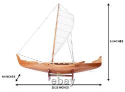 Maquette en bois de canoë à balancier hawaïen 25 Waikiki bateau à voile traditionnel neuf