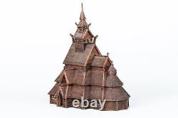 Maquette en bois de l'église norvégienne en stave de Dusek, kit de modèle D010 à l'échelle 1:87