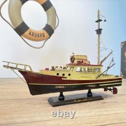 Maquette en bois du bateau Orca de Jaws, bateau de pêche au requin préassemblé, finition antique, voilier