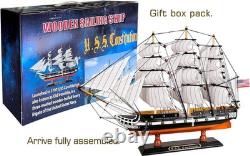 Maquette en bois élégante du USS Constitution à l’échelle 1/225, entièrement assemblée, décorative