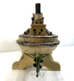 Maquette miniature en bois d’art populaire antique de remorqueur, 9e, XIXe s., bateau DETROIT ELLA, patine