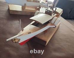 Maquette vintage, construite à la main, à double roue à aubes latérales, bateau en bois (à des fins d’exposition uniquement)