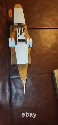 Maquette vintage, construite à la main, à double roue à aubes latérales, bateau en bois (à des fins d’exposition uniquement)