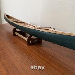 Maquette vintage en bois du canoë de la rivière Allagash, réplique de bateau de guide de rivière du Maine