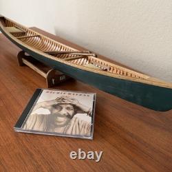 Maquette vintage en bois du canoë de la rivière Allagash, réplique de bateau de guide de rivière du Maine