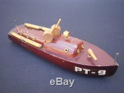 Milton Bradley Origine Wwii Pt-9 Us Navy Torpilleur Bois Modèle Elco Powerboat