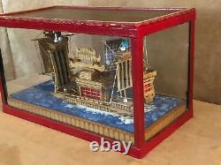 Miniature Diorama Voilier Chinois Dans La Boîte Modèle Vendange Bateau De Bois Junk