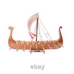 Modèle de Bateau Historique Drakkar Viking 25 Pouces en Bois Fait Main Entièrement Assemblé