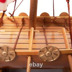 Modèle de Bateau Historique Drakkar Viking 25 Pouces en Bois Fait Main Entièrement Assemblé