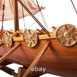 Modèle de Bateau Historique Drakkar Viking 25 Pouces en Bois Fait Main Entièrement Assemblé