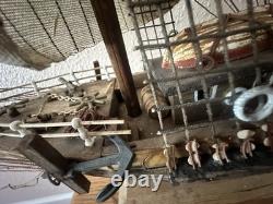 Modèle de Bateau à Voile en Bois Vintage Clipper XIXe Siècle Nautique 33 X 24 À Lire