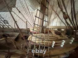 Modèle de Bateau à Voile en Bois Vintage Clipper XIXe Siècle Nautique 33 X 24 À Lire