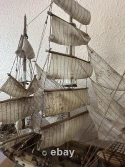 Modèle de Bateau à Voile en Bois Vintage Clipper XIXe Siècle Nautique 33 X 24 À Lire