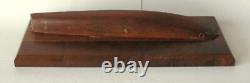 Modèle de Bateau en Bois Ancien à Coque Demi-Hull Art Populaire Nautique Maritime Maine