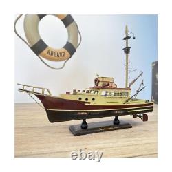 Modèle de Bateau en Bois Orca Jaws Pré-Assemblé Finition Antique Bateau de Pêche à Requins S