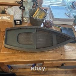 Modèle de Canot en Bois Fait Main avec Rames, Bateau Décoratif Vintage de 28 Pouces