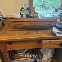 Modèle de Canot en Bois Fait Main avec Rames, Bateau Décoratif Vintage de 28 Pouces