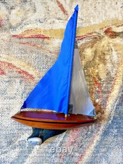 Modèle de Voilier en Bois VTG LG Yacht de Bassin Décoration Nautique 22 Pouces de Haut Pesé