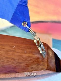 Modèle de Voilier en Bois VTG LG Yacht de Bassin Décoration Nautique 22 Pouces de Haut Pesé