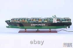Modèle de bateau EVERGREEN Container de 103 cm avec lumières, modèle de bateau en bois à vendre
