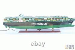 Modèle de bateau EVERGREEN Container de 103 cm avec lumières, modèle de bateau en bois à vendre