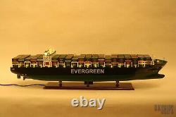 Modèle de bateau EVERGREEN Container de 103 cm avec lumières, modèle de bateau en bois à vendre