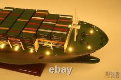 Modèle de bateau EVERGREEN Container de 103 cm avec lumières, modèle de bateau en bois à vendre