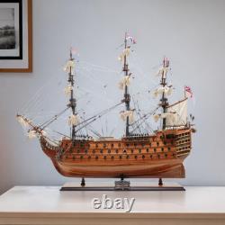 Modèle de bateau HMS Victory en bois massif peint à la main, édition exclusive, 36 pouces, bois brun.