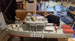 Modèle de bateau PT de la marine américaine en bois de l'époque de la Seconde Guerre mondiale, art populaire, 27 pouces de long
