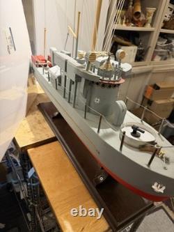 Modèle de bateau PT de la marine américaine en bois de l'époque de la Seconde Guerre mondiale, art populaire, 27 pouces de long