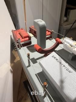 Modèle de bateau PT de la marine américaine en bois de l'époque de la Seconde Guerre mondiale, art populaire, 27 pouces de long