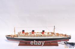 Modèle de bateau QUEEN MARY avec lumières, modèle en bois à vendre