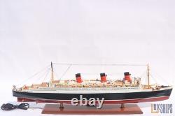 Modèle de bateau QUEEN MARY avec lumières, modèle en bois à vendre