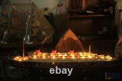 Modèle de bateau QUEEN MARY avec lumières, modèle en bois à vendre