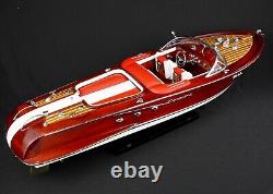 Modèle de bateau à moteur en bois Red Riva Aquarama 116 Décoration Artisanale Cadeau d'anniversaire