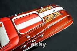 Modèle de bateau à moteur en bois Red Riva Aquarama 116 Décoration Artisanale Cadeau d'anniversaire
