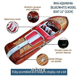 Modèle de bateau à moteur en bois Red Riva Aquarama 116 Décoration Artisanale Cadeau d'anniversaire
