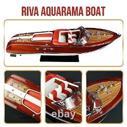 Modèle de bateau à moteur en bois Red Riva Aquarama 116 Décoration Artisanale Cadeau d'anniversaire