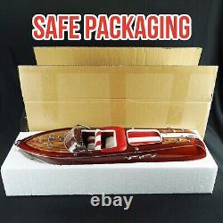 Modèle de bateau à moteur en bois Red Riva Aquarama 116 Décoration Artisanale Cadeau d'anniversaire