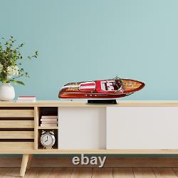 Modèle de bateau à moteur en bois Red Riva Aquarama 116 Décoration Artisanale Cadeau d'anniversaire