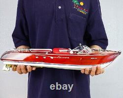 Modèle de bateau à moteur en bois Red Riva Aquarama 116 Décoration Artisanale Cadeau d'anniversaire