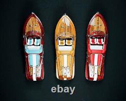 Modèle de bateau à moteur en bois Red Riva Aquarama 116 Décoration Artisanale Cadeau d'anniversaire