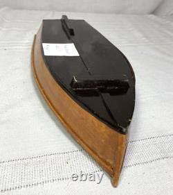Modèle de bateau à rames en bois d'art populaire vintage 12