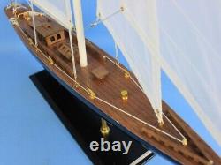 Modèle de bateau à voile en bois de 24 pouces - Réplique en bois du voilier Endeavour - Décoration nautique neuve
