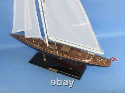 Modèle de bateau à voile en bois de 24 pouces - Réplique en bois du voilier Endeavour - Décoration nautique neuve