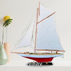 Modèle de bateau à voile rouge de Columbia fait main en bois pour la décoration de la maison - Cadeau d'anniversaire