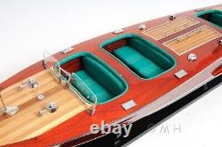 Modèle de bateau de course Chris Craft Triple Cockpit SPEEDBOAT en bois de 32 pouces, réplique décorative.