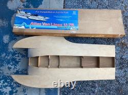 Modèle de bateau de course hydroplane en bois Vintage ATLAS VAN LINES U-76 Dumas AS IS